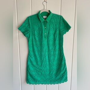 Crown & Ivy Short Sleeve Eyelet Collared Dress Size 6 Work Office Classic